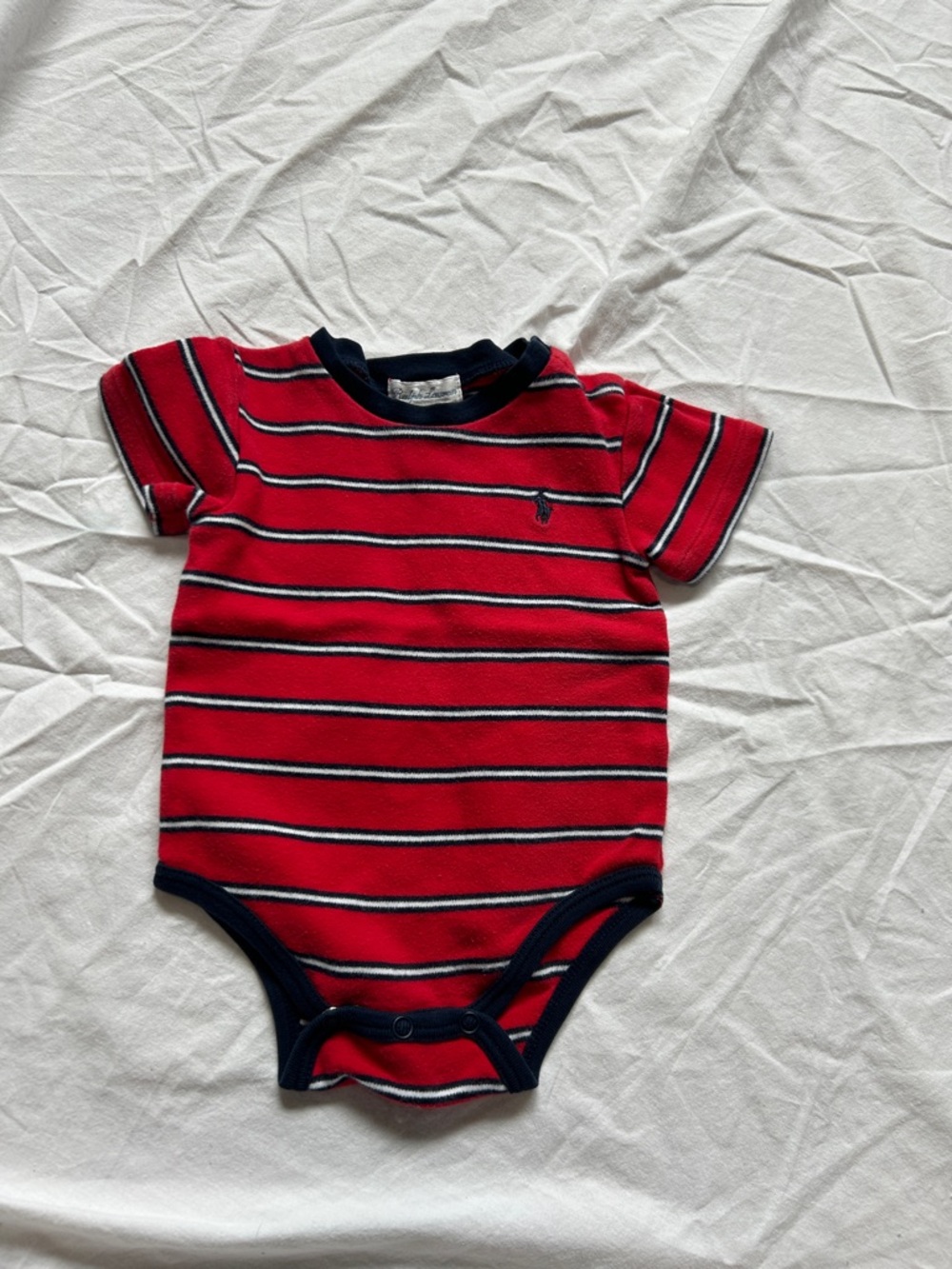 Infant Ralph Lauren One-Piece Bodysuit - Red and Navy Stripe